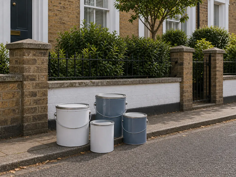 Paint tins ready for specialist disposal