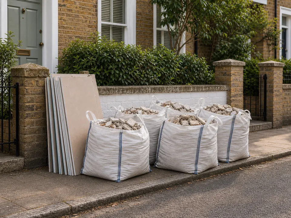 Heavy construction waste ready for specialist disposal